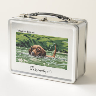 Brown Pet Dog Woofter Vacation Suitcase Custom Metal Lunch Box