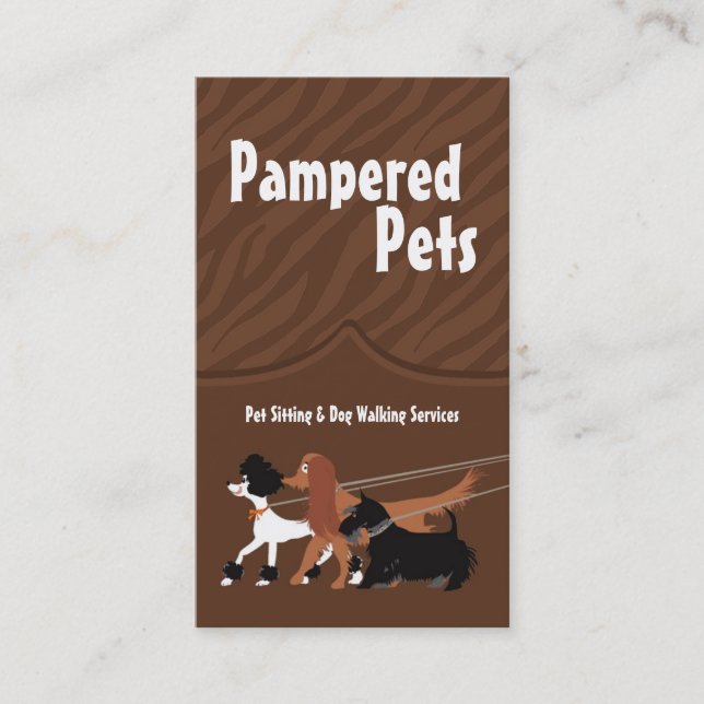 Brown Pet Sitting Dog Walking Walker Business Card (Front)