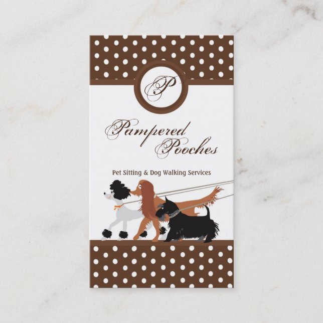 Brown Pet Sitting Dog Walking Walker Business Card (Front)