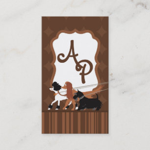 Brown Pet Sitting Dog Walking Walker Business Card