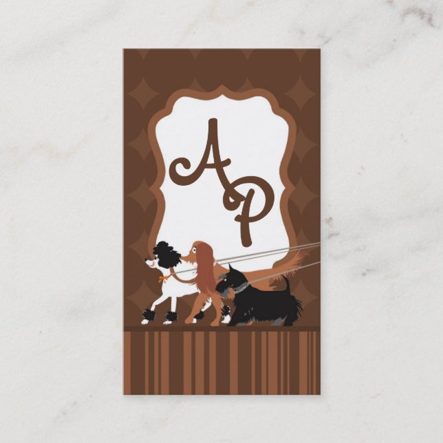 Brown Pet Sitting Dog Walking Walker Business Card (Front)