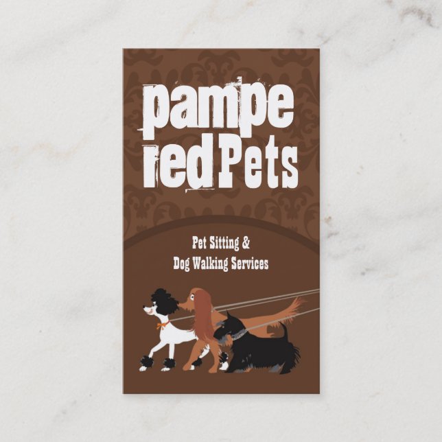 Brown Pet Sitting Dog Walking Walker Business Card (Front)