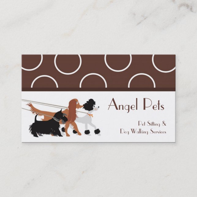 Brown Pet Sitting Dog Walking Walker Business Card (Front)