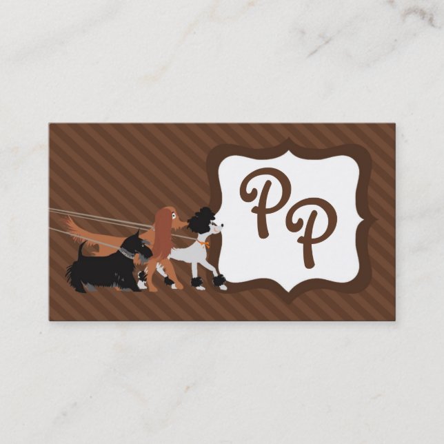Brown Pet Sitting Dog Walking Walker Business Card (Front)