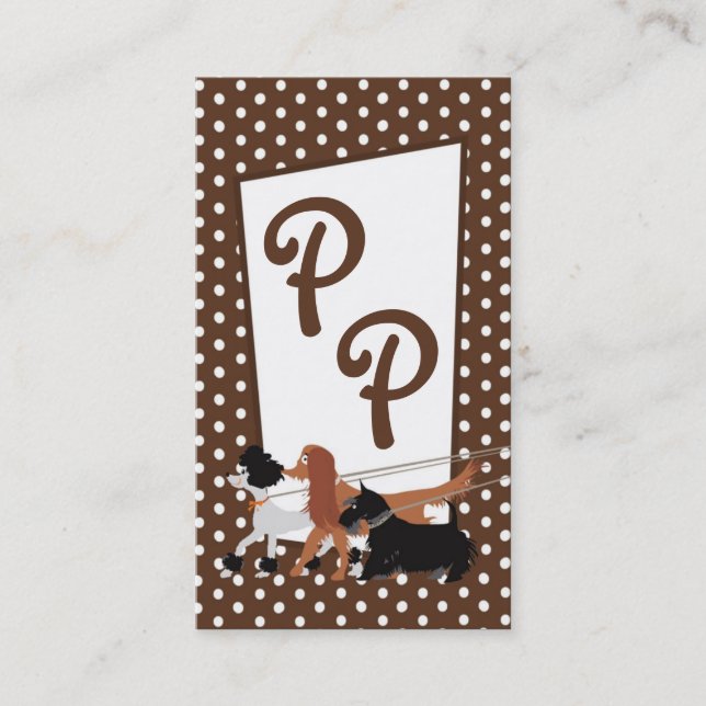 Brown Pet Sitting Dog Walking Walker Business Card (Front)