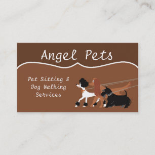 Brown Pet Sitting Dog Walking Walker Business Card