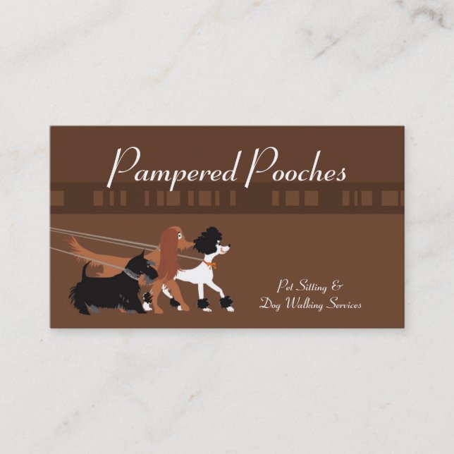 Brown Pet Sitting Dog Walking Walker Business Card (Front)