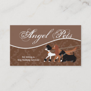 Brown Pet Sitting Dog Walking Walker Business Card