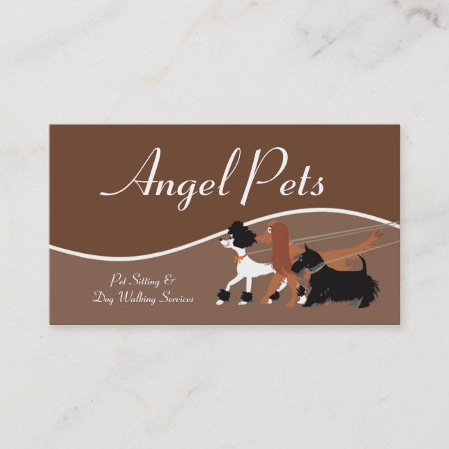 Brown Pet Sitting Dog Walking Walker Business Card (Front)