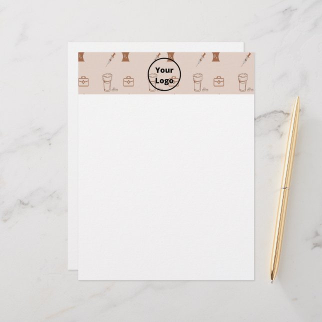 Brown pharmacy business pattern custom letterhead (Front/Back In Situ)