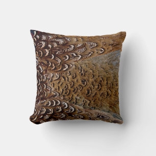 Brown Pheasant Feather Design Cushion