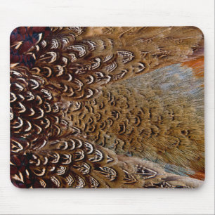 Brown Pheasant Feather Design Mouse Mat