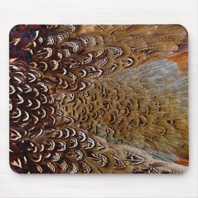 Brown Pheasant Feather Design Mouse Mat (Front)