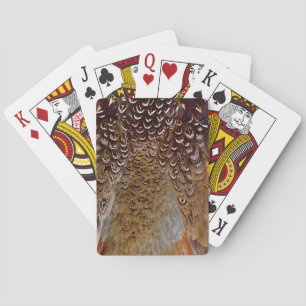 Brown Pheasant Feather Design Playing Cards