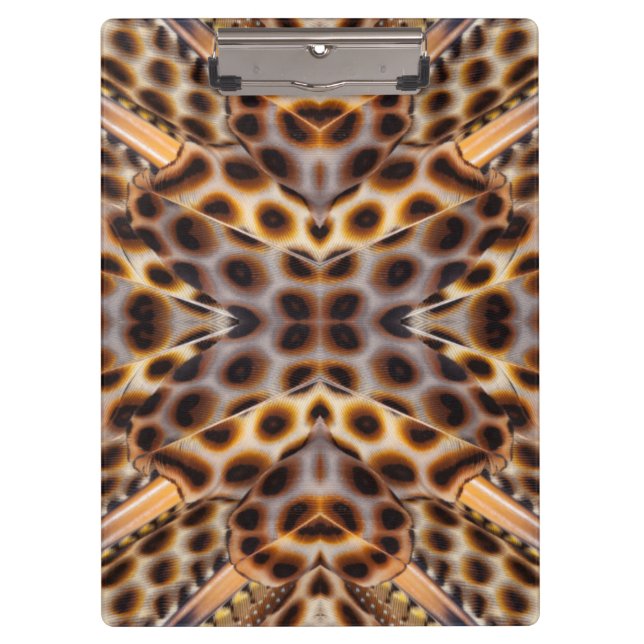 Brown pheasant feather kaleidoscope clipboard (Front)