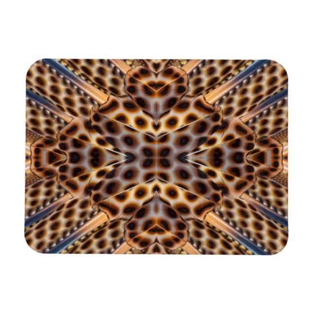 Brown pheasant feather kaleidoscope magnet (Horizontal)