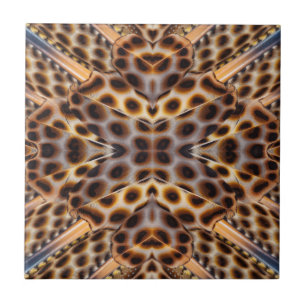 Brown pheasant feather kaleidoscope tile
