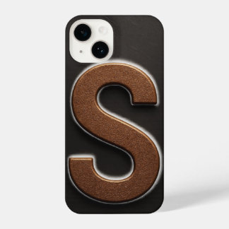 “Brown Phone Cover with Bold Black S Trendy