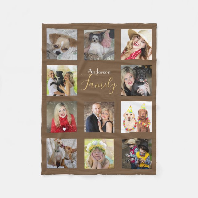 Brown Photo Blanket Collage Instagram Gold (Front)