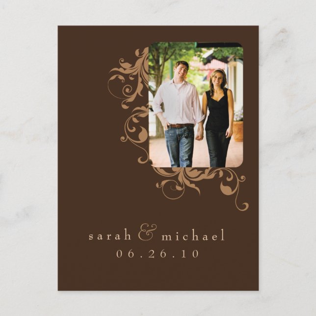Brown Photo Save the Date 04 Announcement Postcard (Front)