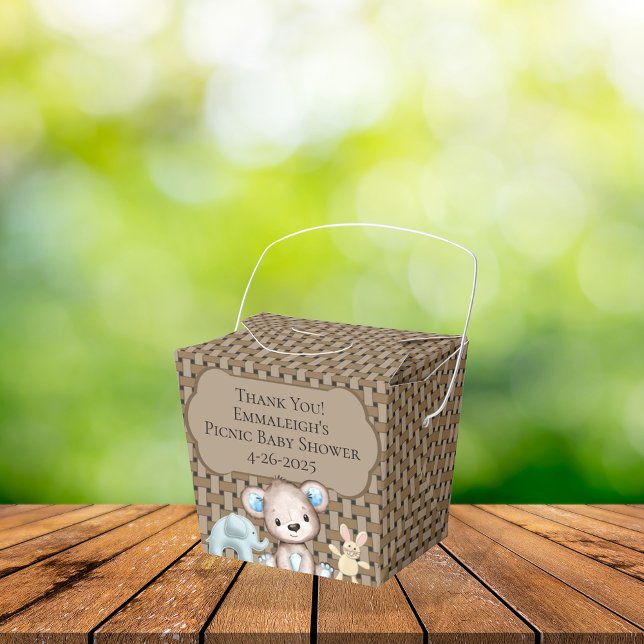 Brown Picnic Friends Baby Shower Basket Thank You Favour Box (Creator Uploaded)