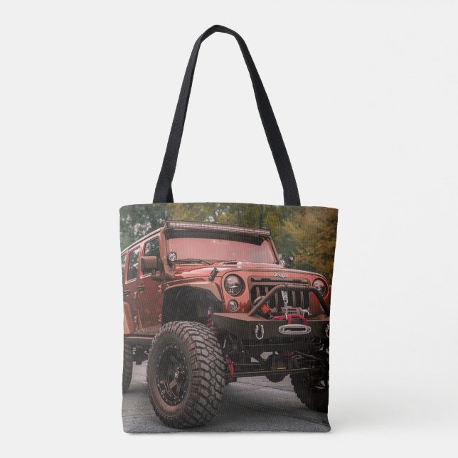 Brown Pimped Sports Utility Vehicle on a Tote Bag (Back)