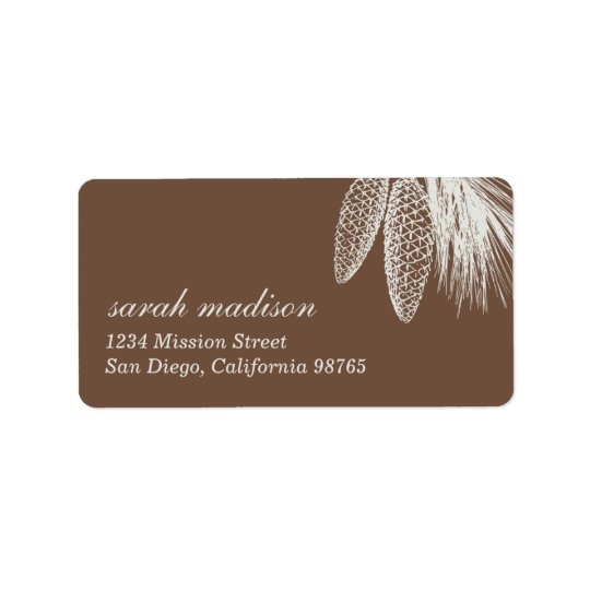 Brown pine cones Christmas holiday return address Address Label