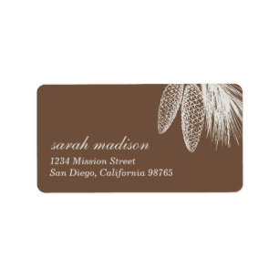 Brown pine cones Christmas holiday return address Label