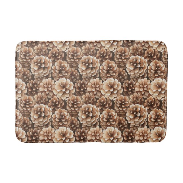 Brown Pine Cones Nature Bridal Shower Bath Mat (Front)