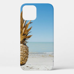 Brown pineapple fruit on seashore iPhone 12 case