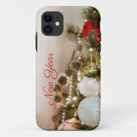 Brown pinecone- white bauble Christmas IPhone case