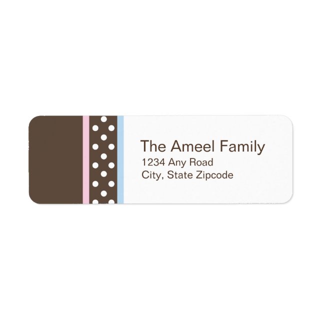 Brown, Pink and Blue Return Address Label (Front)