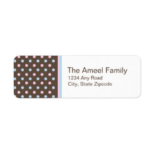 Brown, Pink and Blue Return Address Label