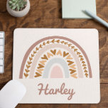 Brown Pink Boho Rainbow Custom Name Monogram Mouse Mat<br><div class="desc">This is a Brown Pink Boho Rainbow Custom Name Mouse Pad!</div>