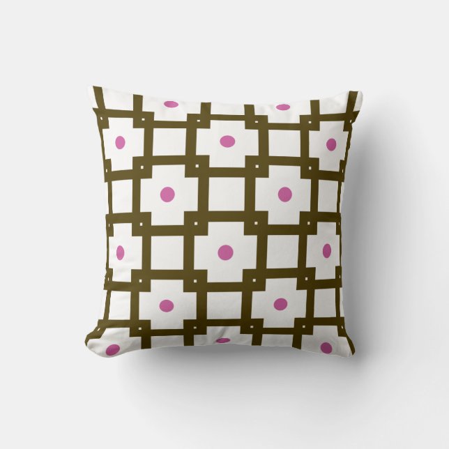 Brown & Pink Chequered-Dots Cushion (Front)