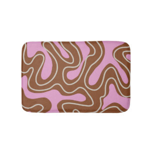 Brown Pink Marble Boho Groovy Liquid Swirl Pattern Bath Mat