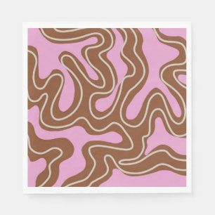 Brown Pink Marble Boho Groovy Liquid Swirl Pattern Napkin