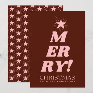 Brown & Pink Merry Christmas Non Photo Holiday Card