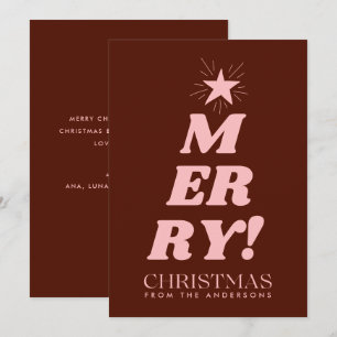 Brown & Pink Merry Christmas Non Photo Holiday Card