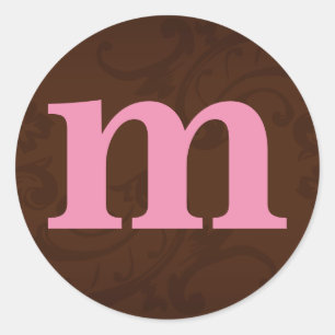 Brown & Pink Monogram Stickers