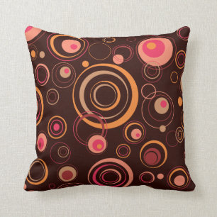 Brown/Pink Playful Retro Circles Cushion