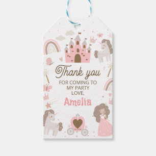 Brown Pink Princess Unicorn 1st Birthday Gift Tags