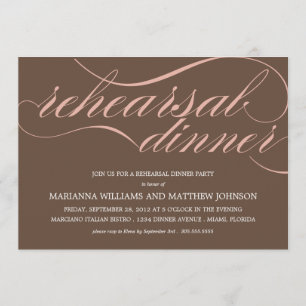 BROWN & PINK REHEARSAL PARTY INVITATION