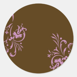 brown pink_sticker classic round sticker