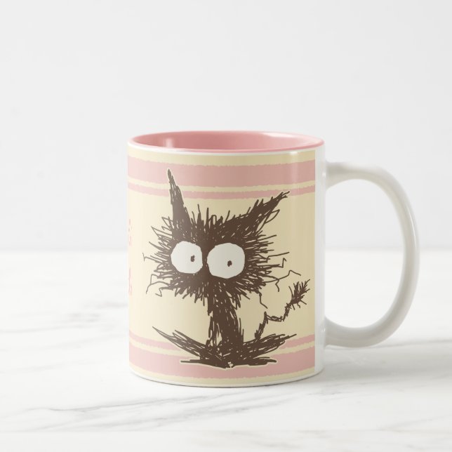 Brown Pink Unkempt Kitten GabiGabi Two-Tone Coffee Mug (Right)