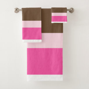 Brown & Pink White Stripe Bathroom Towel Sets