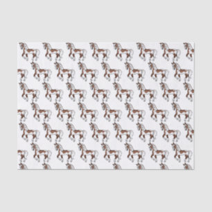 Brown Pinto Cartoon Trotting Horse Pattern Tissue Paper