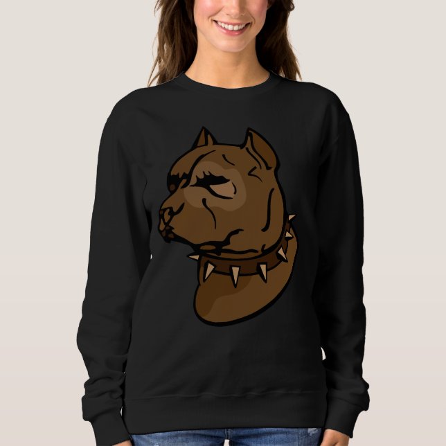 Brown Pitbull Dog With Collar Sweatshirt (Front)