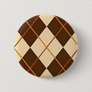 Brown Plaid 6 Cm Round Badge