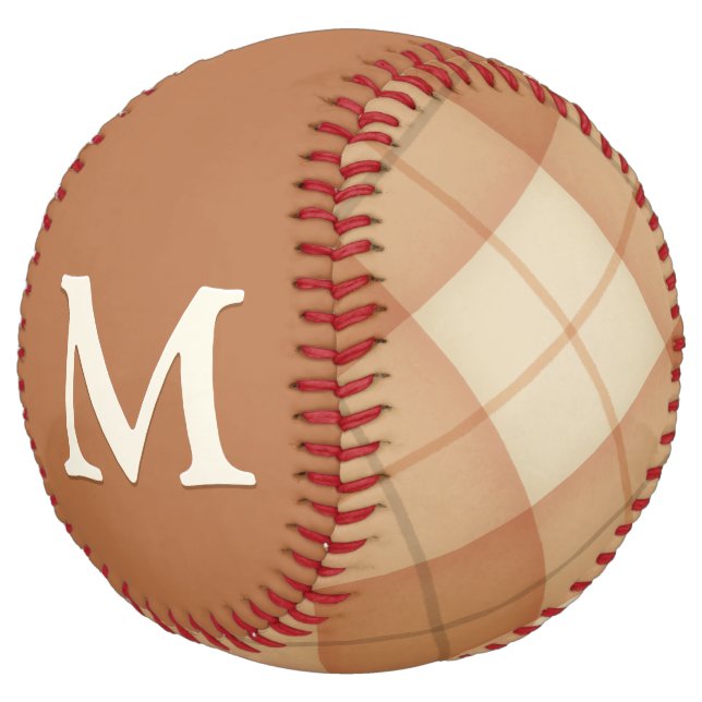 Brown Plaid Baseball Custom Monogram Girl's Pretty Softball (Angled)
